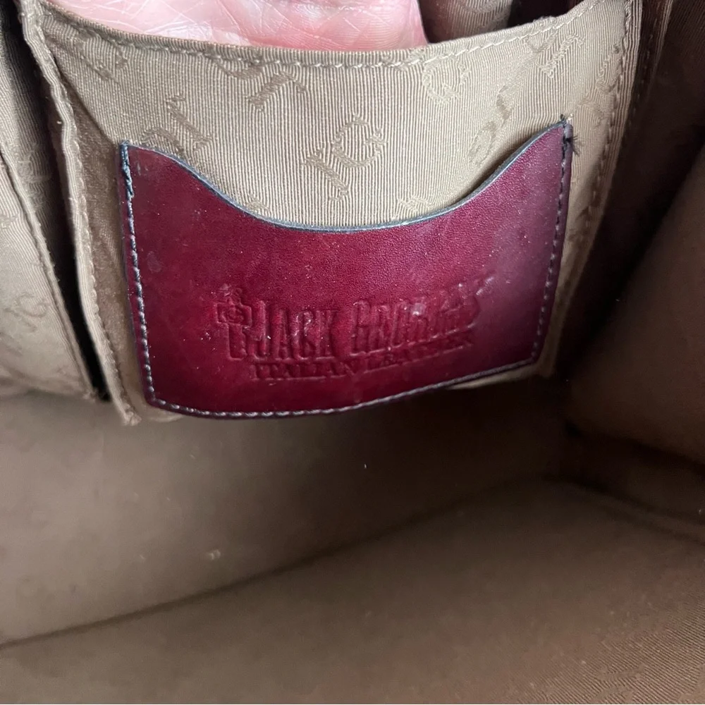 Jack Georges Burgundy Italian Leather Laptop Briefcase Shoulder Bag